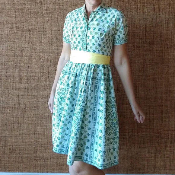 white christmas dresses 1950s Geometric Cotton Shirtwaist Dress main image 1